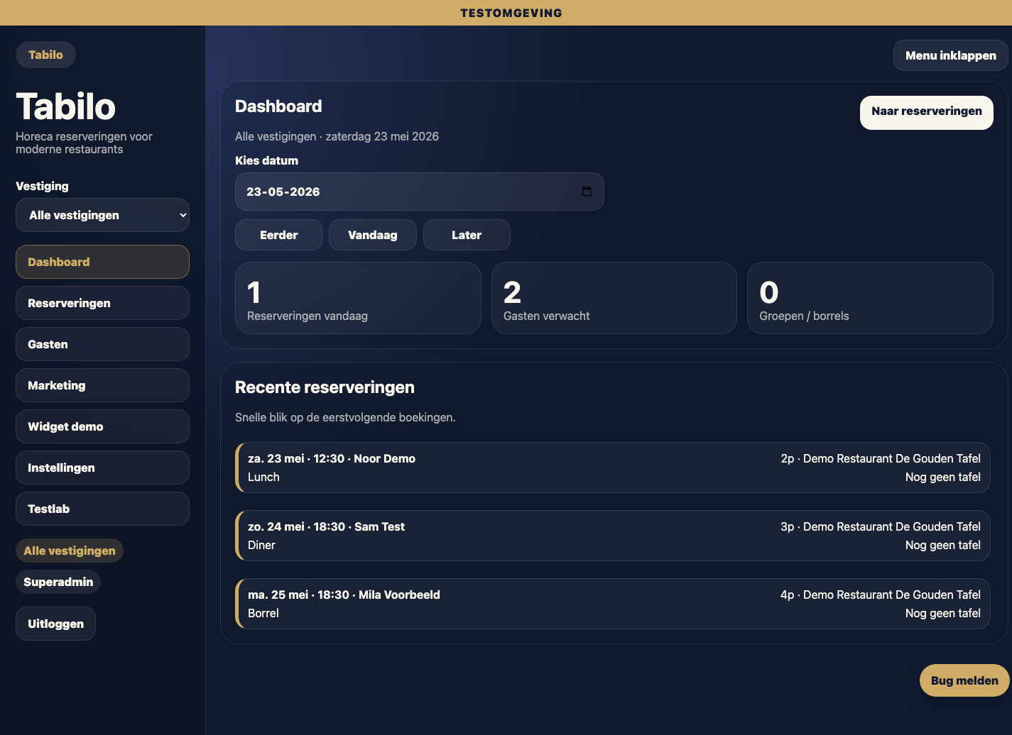 Tabilo dashboard